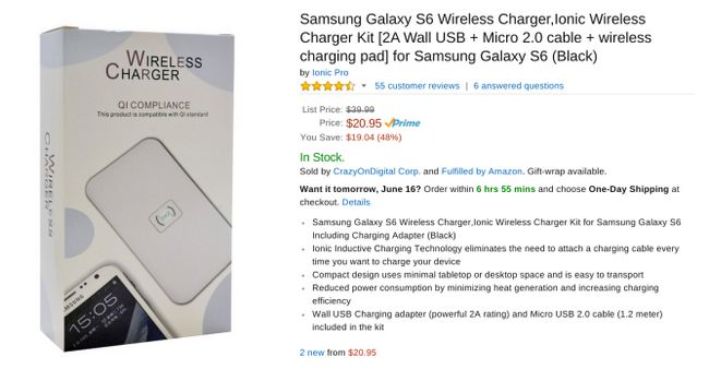 Fotografía - Charge [pacte Alerte] Galaxy Pad S6 sans fil et un adaptateur 2A Tout 10,47 $ (50% de réduction) Avec Code Promo